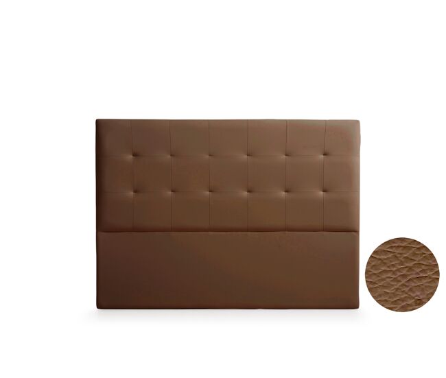 Cabeceira estofada atenea pele sintética 130x120x8 cm - castanho - moonia
