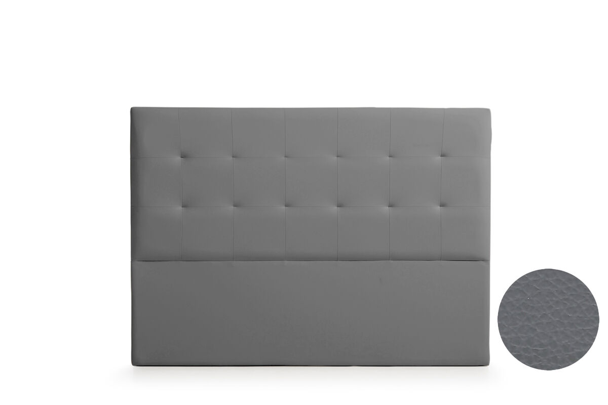 Cabeceira estofada atenea pele sintética 115x120x8 cm - cinza escuro - moonia