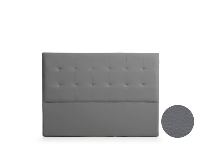 Cabeceira estofada atenea pele sintética 115x120x8 cm - cinza escuro - moonia