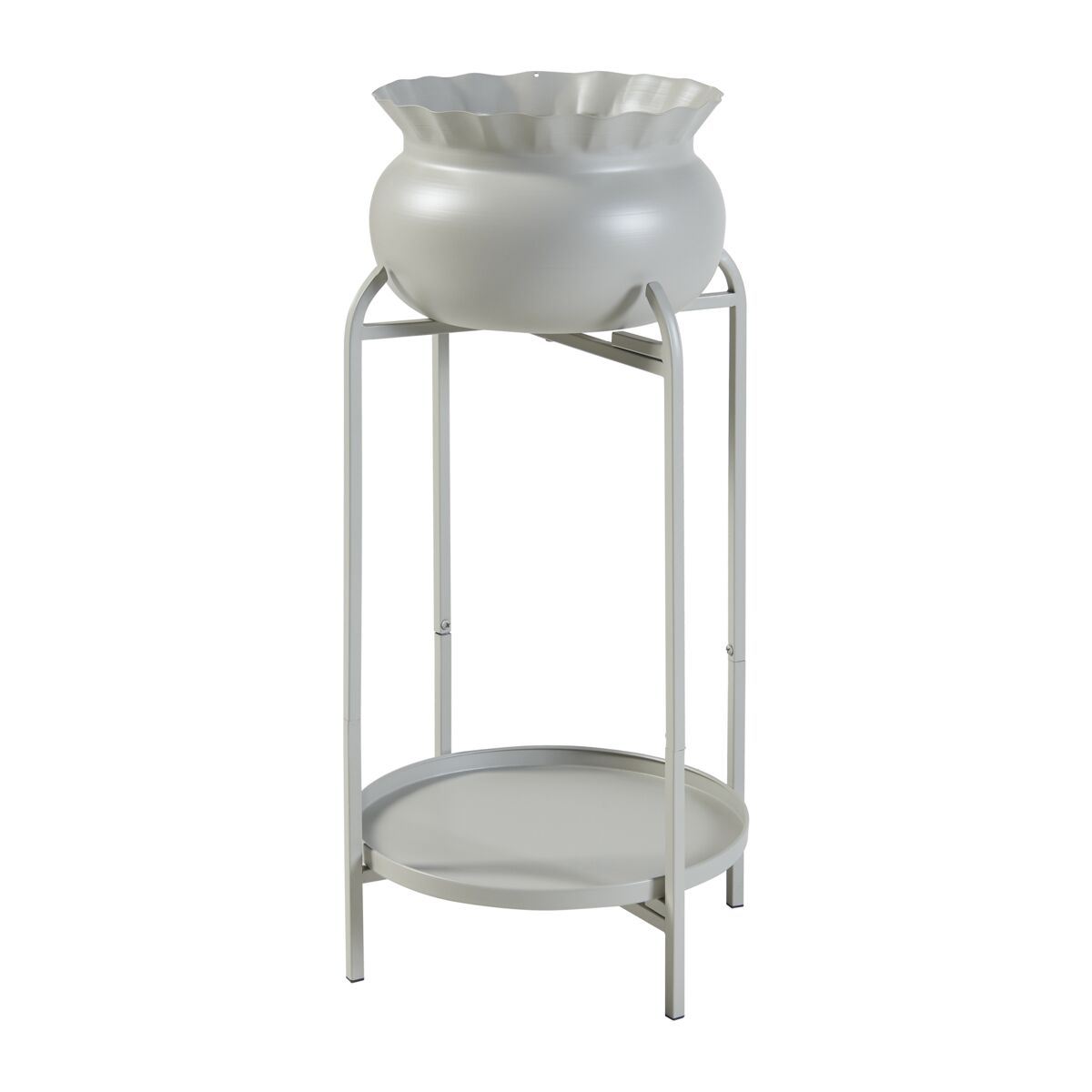 Suporte para plantas altena 2 níveis metal 60x27x27cm - cinzento claro [en.casa]