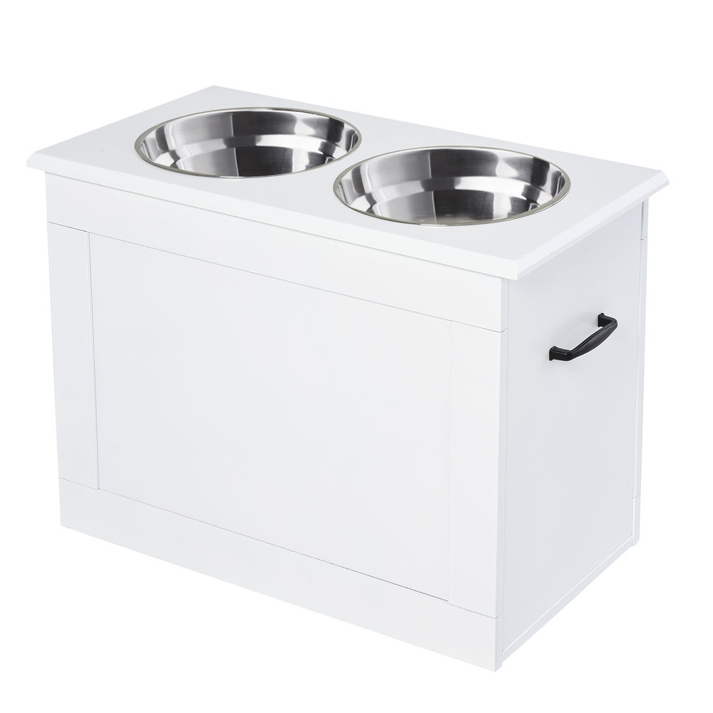 Comedouro Elevado para Cães MDF, aço inoxidável PawHut