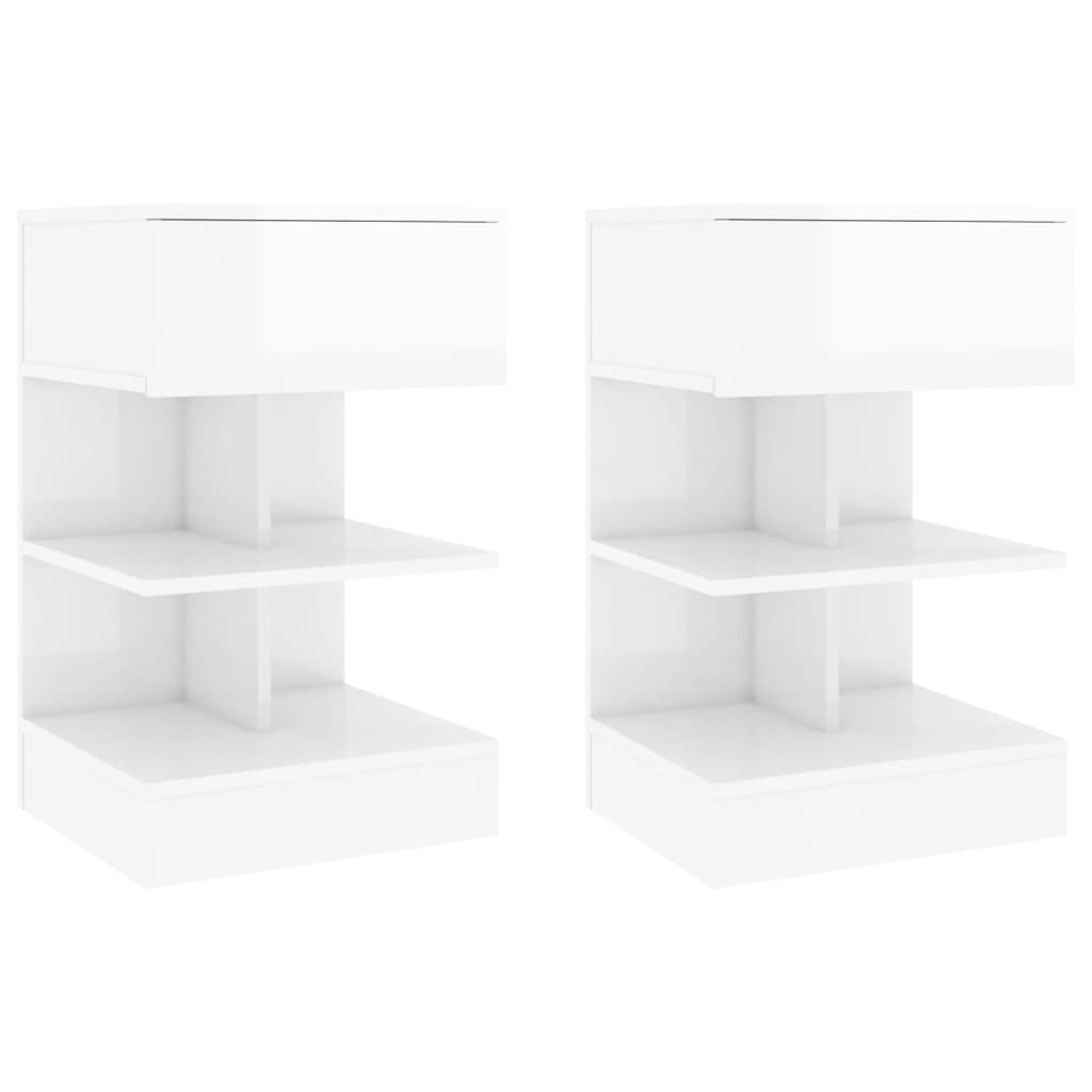 Vidaxl mesas de cabeceira 2 pcs 40x35x65 cm branco brilhante