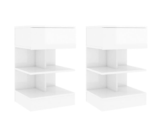 Vidaxl mesas de cabeceira 2 pcs 40x35x65 cm branco brilhante