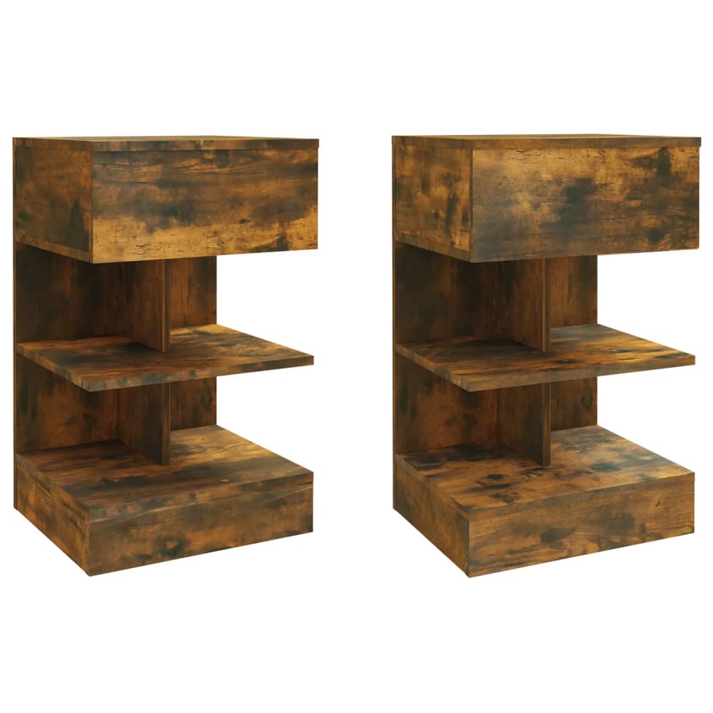 Vidaxl mesa cabeceira 2pcs 48x35x65cm derivado madeira carvalho fumado
