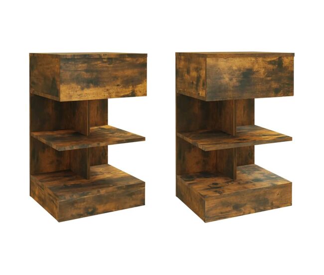 Vidaxl mesa cabeceira 2pcs 48x35x65cm derivado madeira carvalho fumado