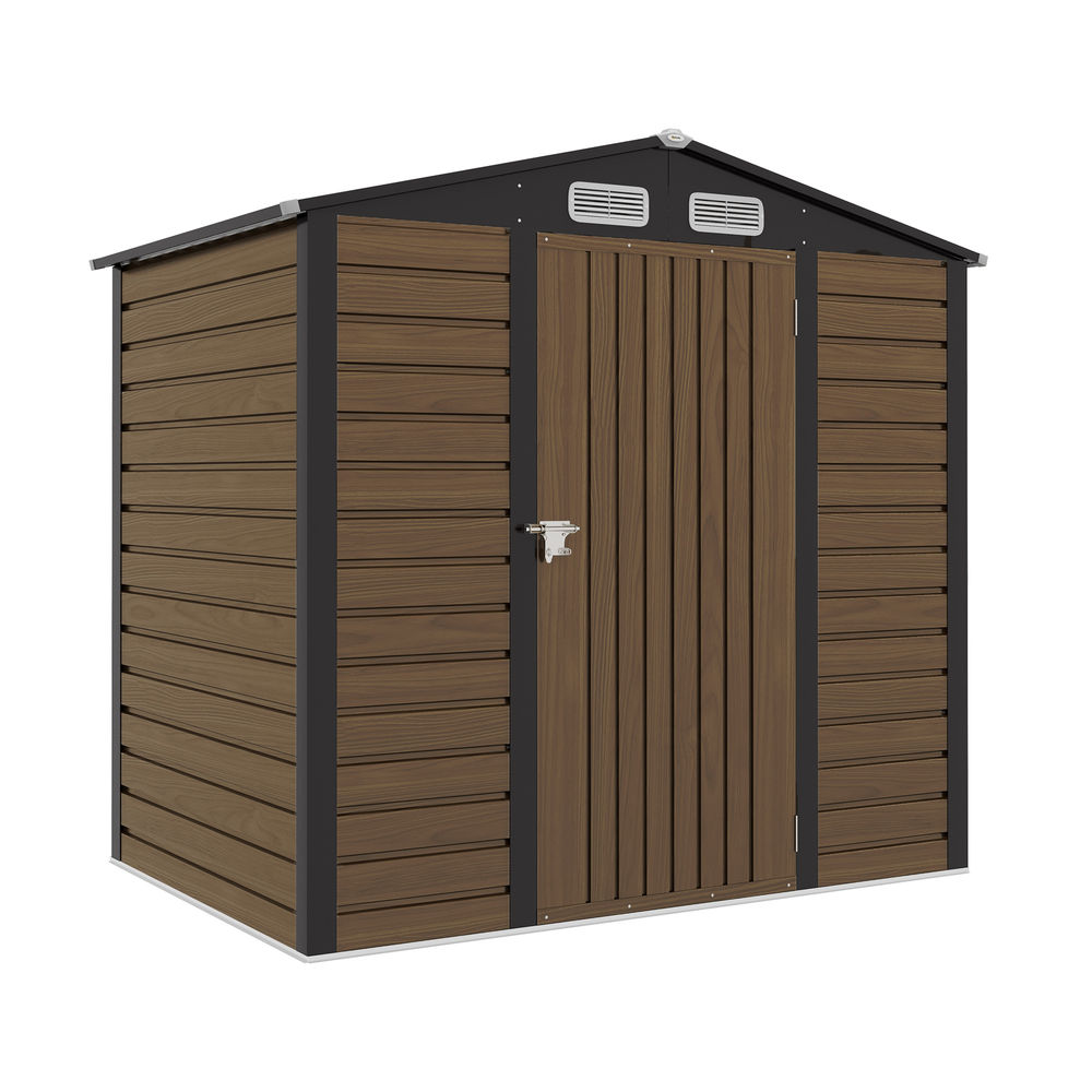 Outsunny casota de jardim exterior, 2,27 m² 190x131x188 cm, abrigo metálico de jardim com 2 ventilações, porta com fechadura, para armazenamento de