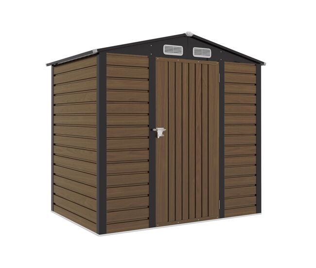 Outsunny casota de jardim exterior, 2,27 m² 190x131x188 cm, abrigo metálico de jardim com 2 ventilações, porta com fechadura, para armazenamento de