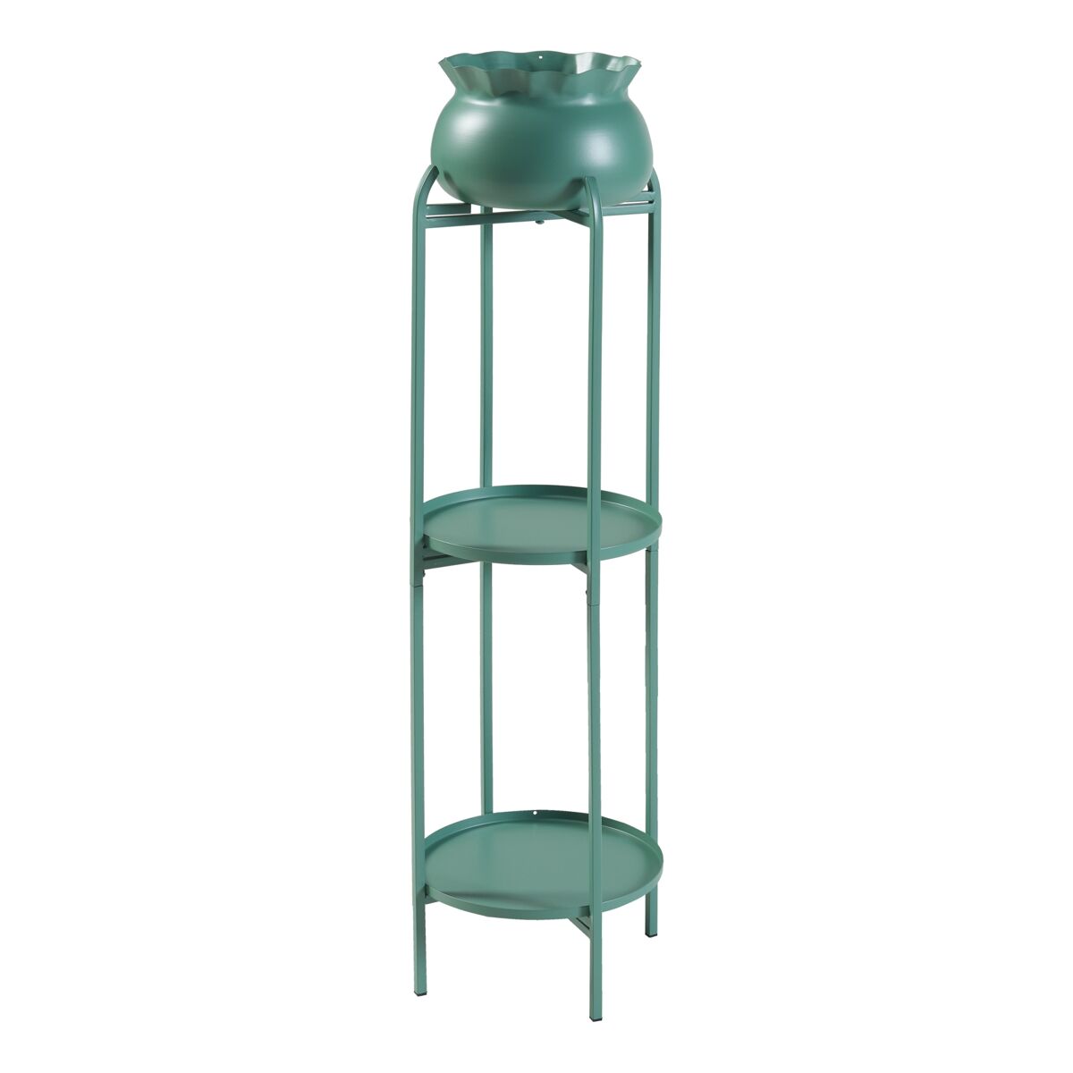 Suporte para plantas altena 3 níveis metal 95x27x27cm - verde [en.casa]