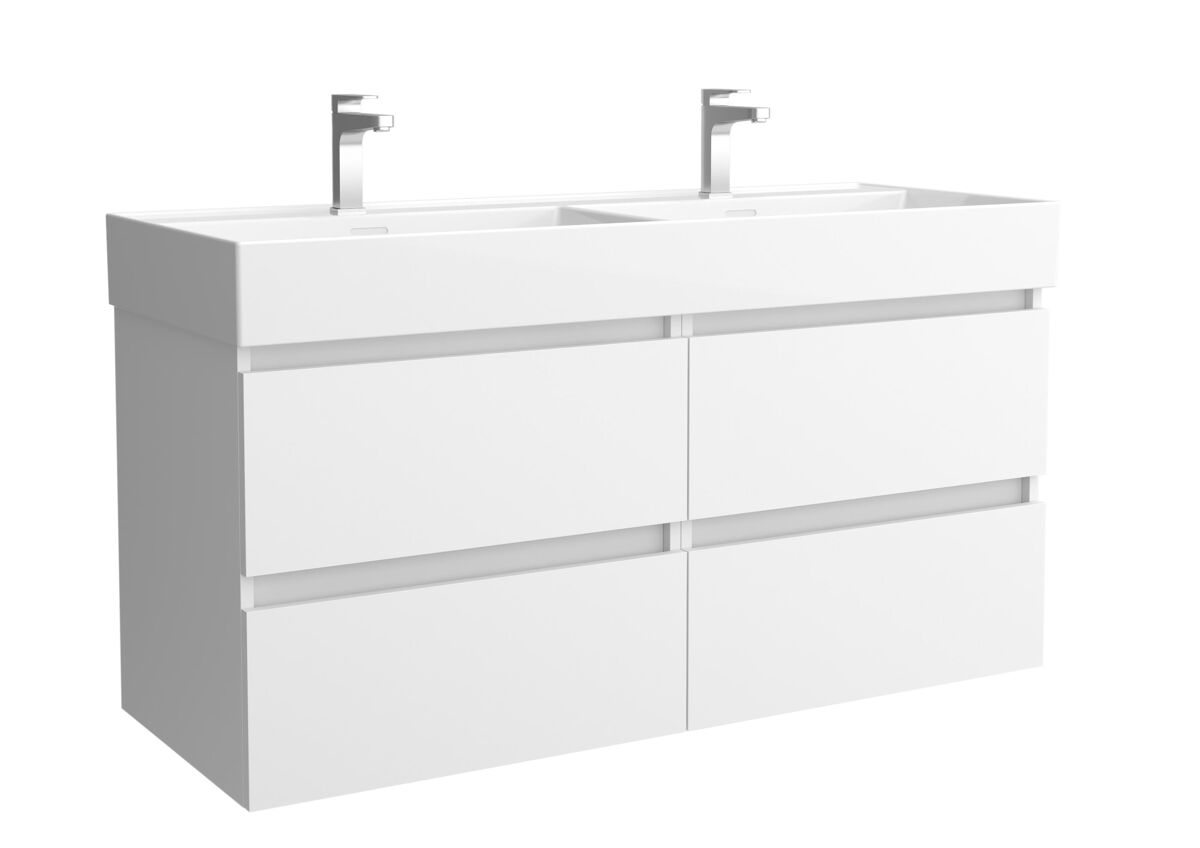 Móveis de banheiro bequia 120cm + pia de cerâmica | cor branco fosco | 120x45x66