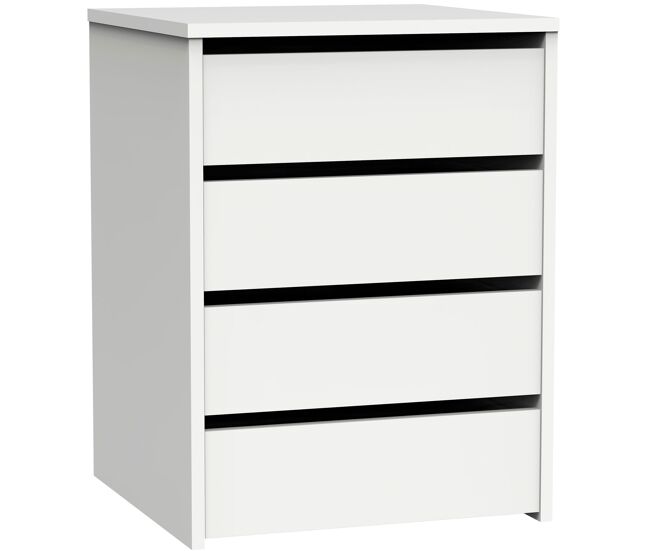 Briebe clarity cômoda armário interior, mesa de cabeceira, cômoda de quarto, sinfonier 4 gavetas 63,5x46x45 cm, , blanc