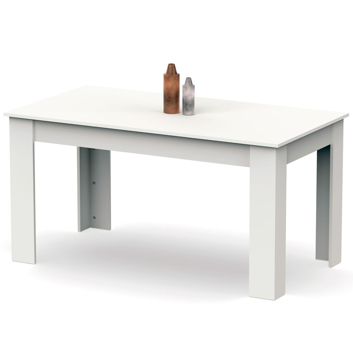 Briebe Opal Mesa Comedor Madera, Salón O Cocina Para 4 - 6 Personas 77X140x80 Cm, Muebles Diseño Moderno, Blanco Branco