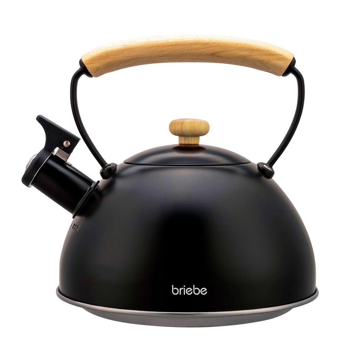 Briebe wooden chaleira de indução com apito, 2,3 l, aço inox, vitrocerâmica, gás, cabo de madeira, , preto