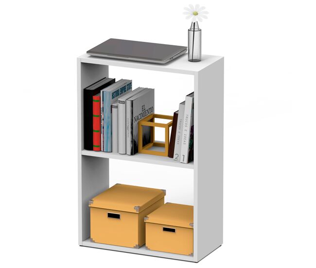 Briebe nova étagère de armazenamento de livros, móveis modernos para sala e escritório, 75x50x24,5 cm, 2 étagères, , blanc