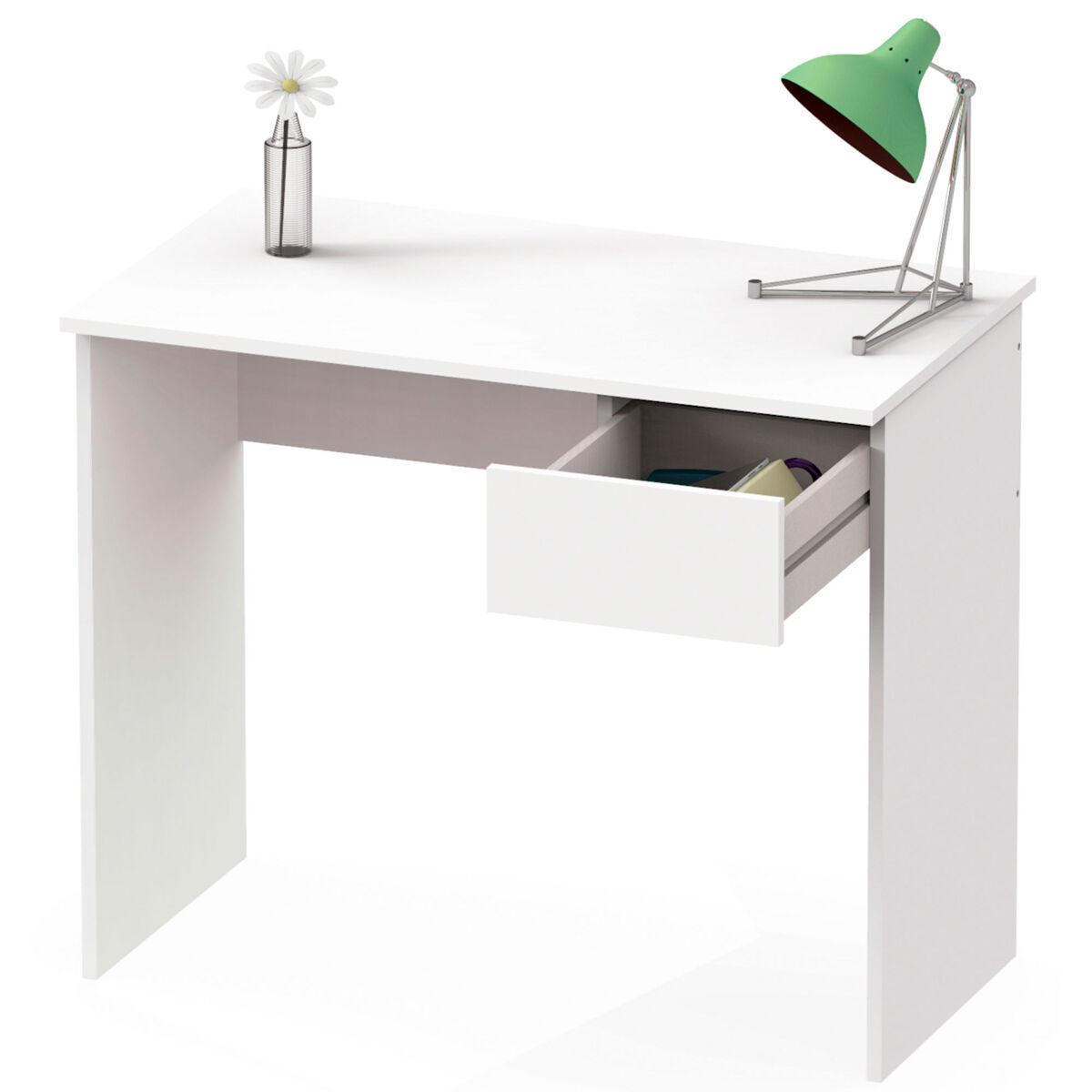 Briebe nova escrivaninha, mesa de computador 75x90x50cm, 1 gaveta, escritório, quarto juvenil, , blanc