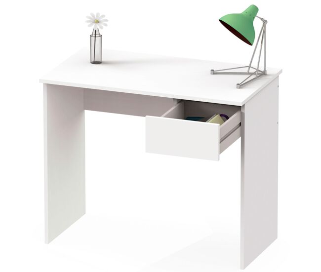 Briebe nova escrivaninha, mesa de computador 75x90x50cm, 1 gaveta, escritório, quarto juvenil, , blanc