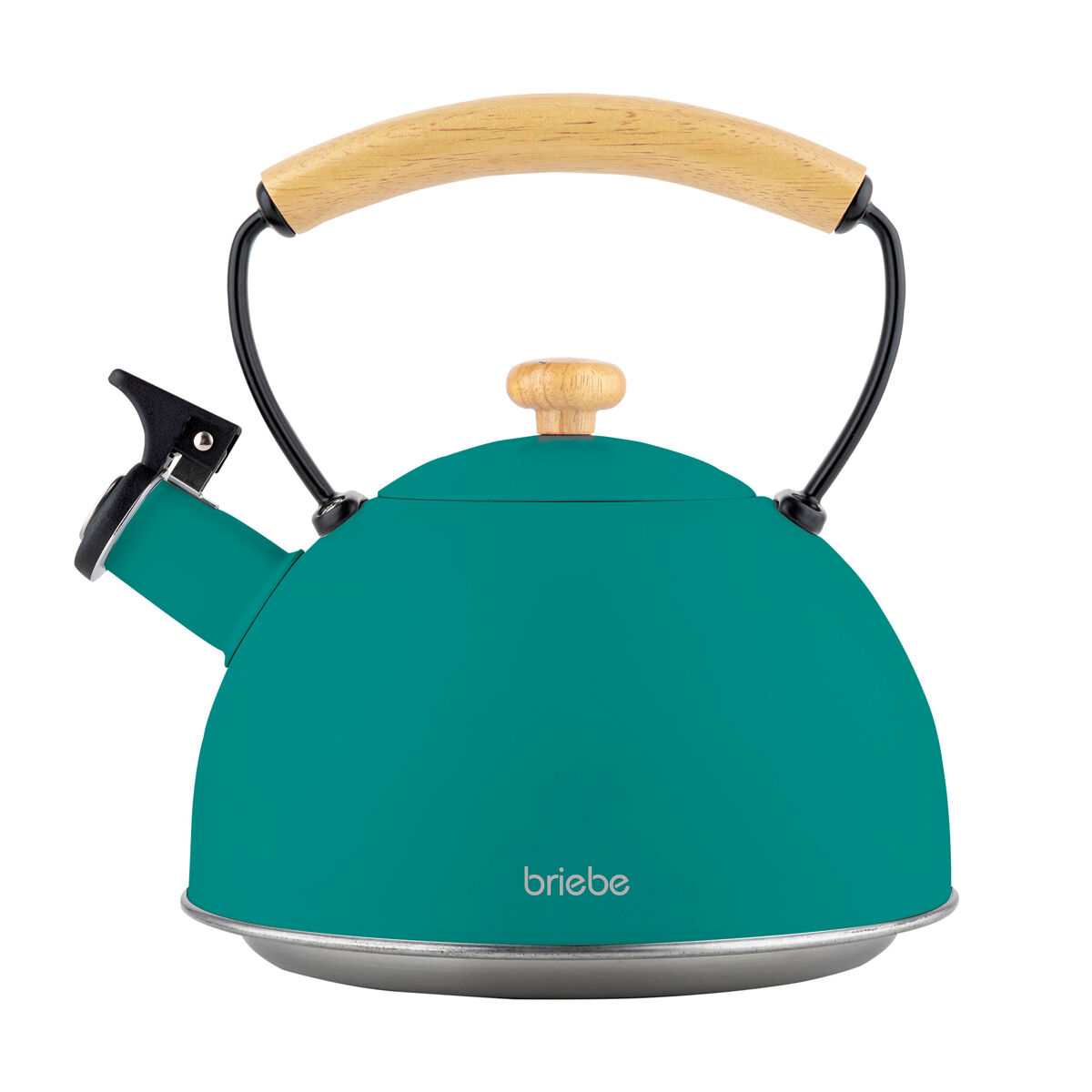Briebe nordic chaleira de indução com apito, 2,3 l, aço inox, vitrocerâmica, gás, cabo de madeira, , verde