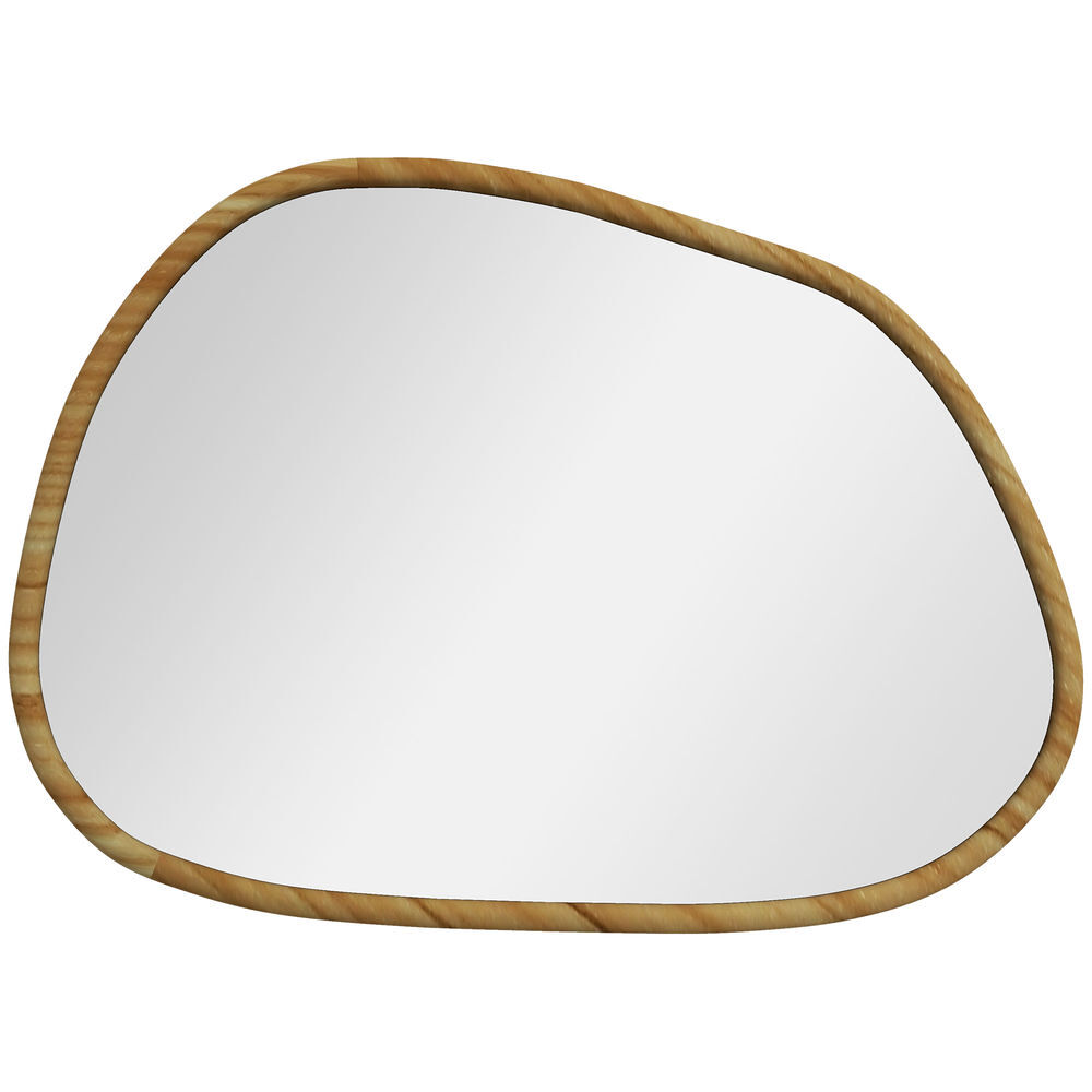 Homcom espelho de parede decorativo 70x50 cm espelho de casa de banho com forma irregular e moldura de madeira para sala entrada corredor horizontal