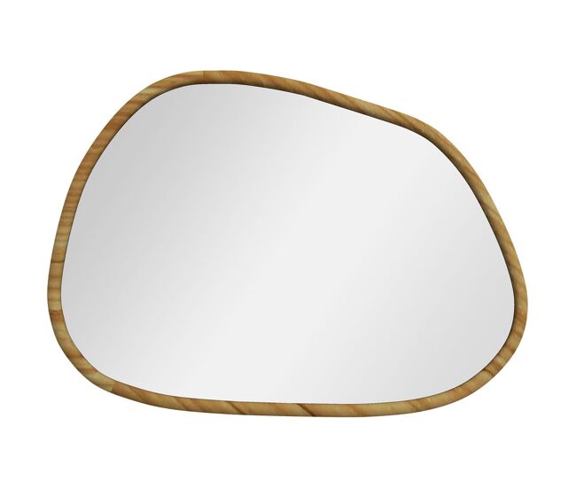 Homcom espelho de parede decorativo 70x50 cm espelho de casa de banho com forma irregular e moldura de madeira para sala entrada corredor horizontal