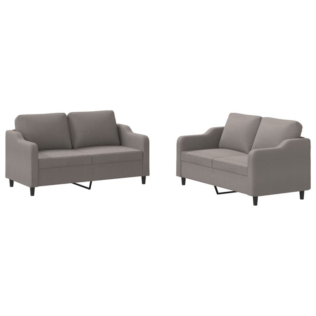 Vidaxl 2 pcs conjunto de sofás com almofadões tecido gris-acastanhado