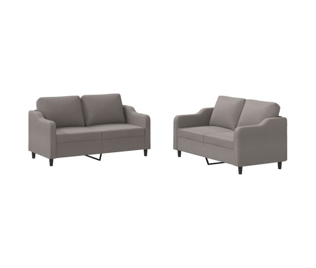 Vidaxl 2 pcs conjunto de sofás com almofadões tecido gris-acastanhado