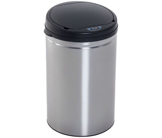 Homcom balde de lixo inteligente de aço inoxidável 30l com sensor infravermelho de abertura automática para cozinha dormitório casa de banho