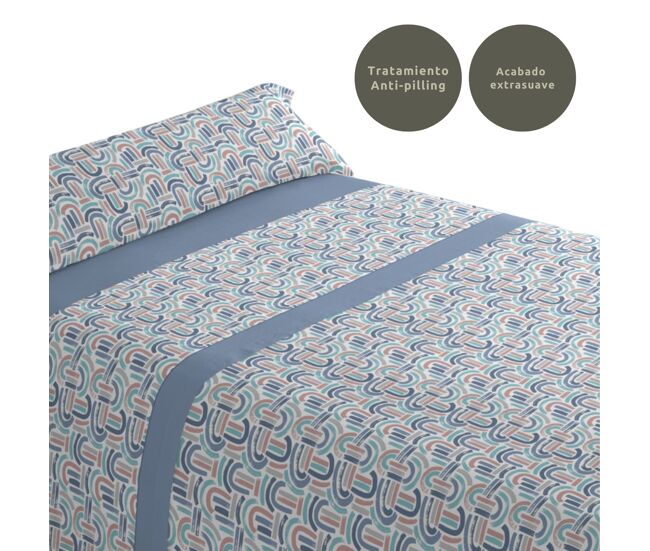 Conjunto de lençóis de três peças cama 105cm arc azul donegal collections