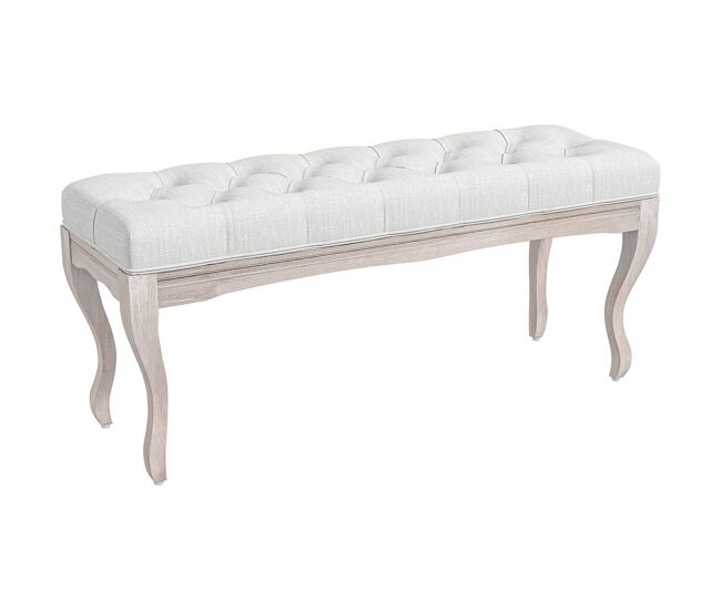 Homcom banco pé de cama com pés de madeira e assento acolchoado capacidade 120 kg banco de estilo vintage para dormitório entrada corredor 110x37x49