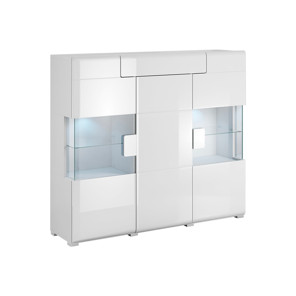 Armário alto de 3 portas e 1 gaveta com led jules white