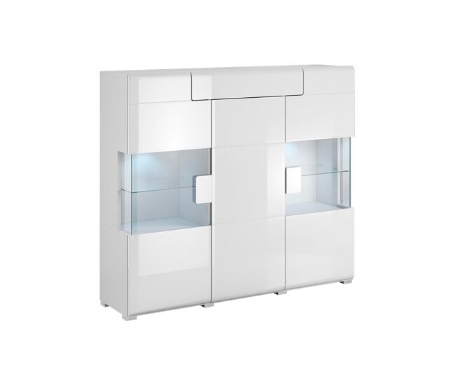 Armário alto de 3 portas e 1 gaveta com led jules white