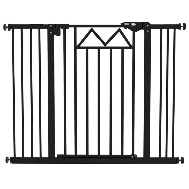 Pawhut barreira de segurança extensível barreira para animais de estimação com fecho automático e sistema de duplo bloqueio para porta corredor escada 74-100x76 cm noir