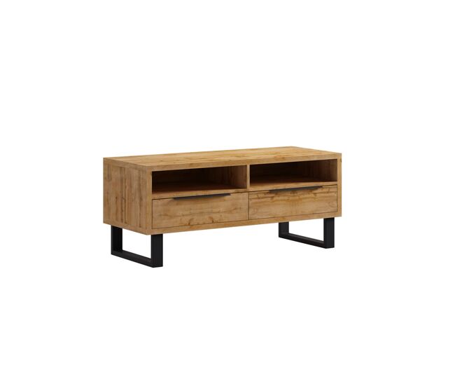 Suporte para tv 2 gavetas 124 cm eden madeira e metal