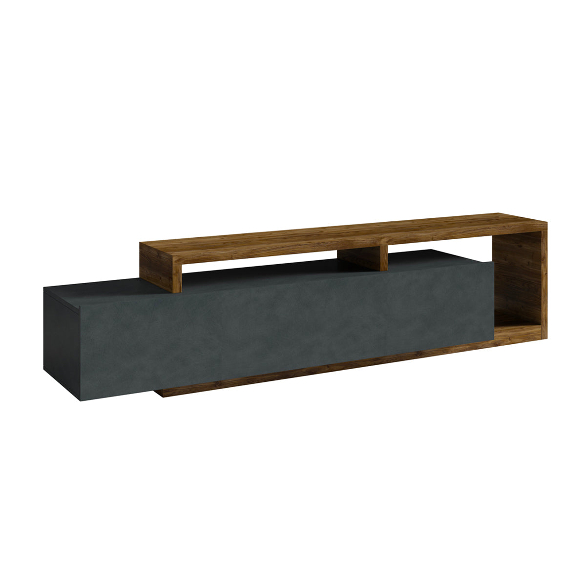 Suporte para tv 1 gaveta 219 cm ilyes gris e madeira