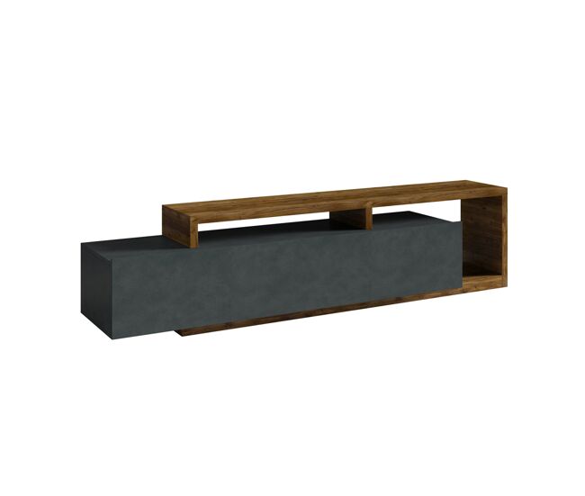 Suporte para tv 1 gaveta 219 cm ilyes gris e madeira