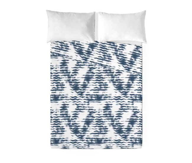 Sandal - conjunto de lençóis impressos cama 3 peças 180 - algodão extra macio - inclui lençol plano + 2 fronhas -waves blue