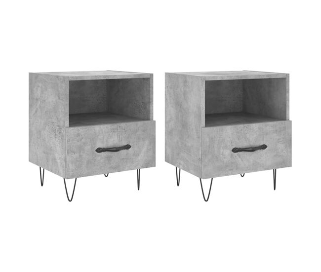 Vidaxl mesas de cabeceira 2pcs derivados de madeira cinza cimento