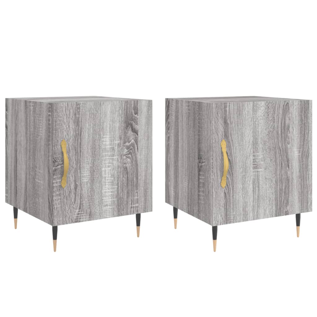 Vidaxl mesa cabeceira 2pcs 40x40x50 cm madeira processada cinza sonoma