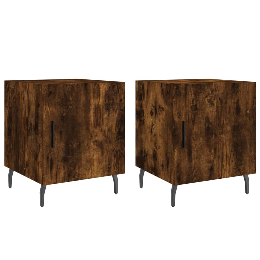 Vidaxl mesa cabeceira 2pcs 40x40x50cm derivado madeira carvalho fumado