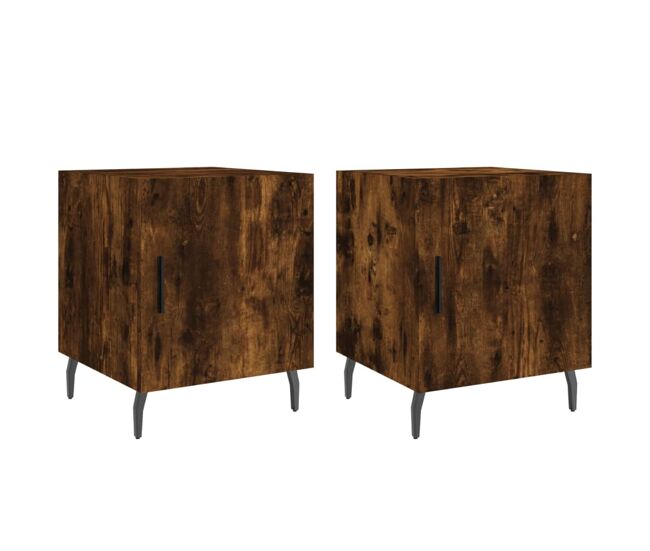 Vidaxl mesa cabeceira 2pcs 40x40x50cm derivado madeira carvalho fumado