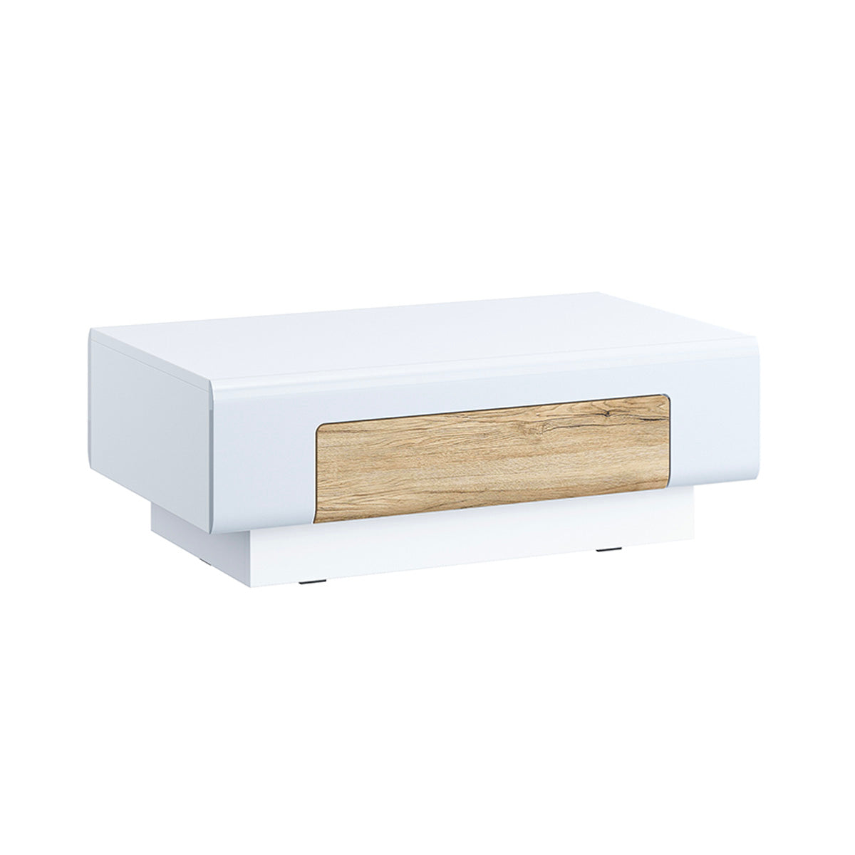 Mesa de centro jules blanche e de madeira com 1 gaveta