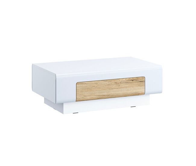Mesa de centro jules blanche e de madeira com 1 gaveta