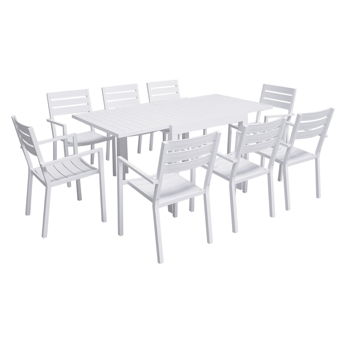 Conjunto de jardín venezia extensible  90-180 de 8 plazas - aluminio blanc