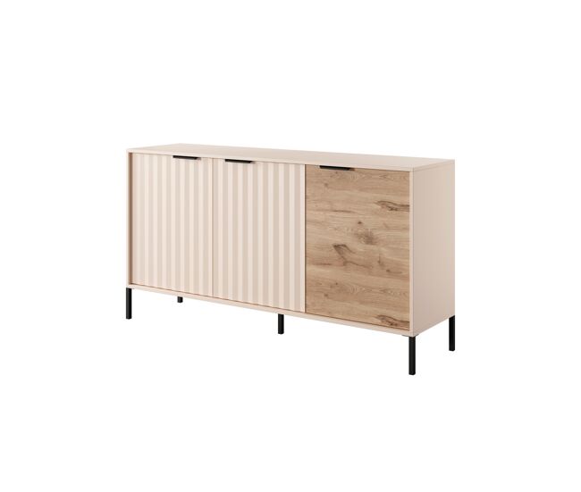 Rave cómoda com um estilo moderno, medindo 82x154x40 cm e tem 6 prateleiras, 3 portas