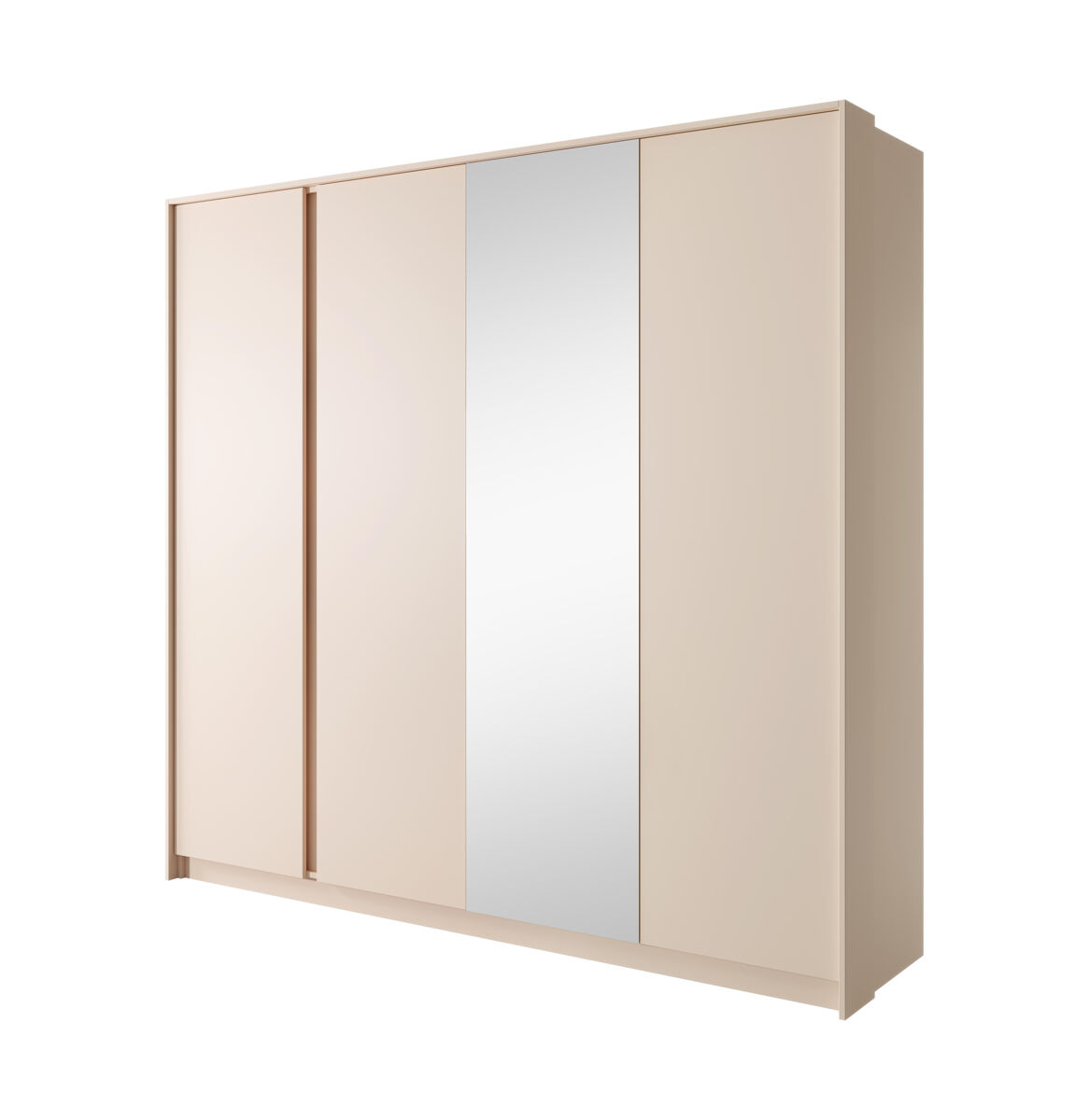 Roupeiro dast em rosa, com um estilo moderno, mede 210x224x56 cm e tem 12 prateleiras, 4 portas e iluminação led