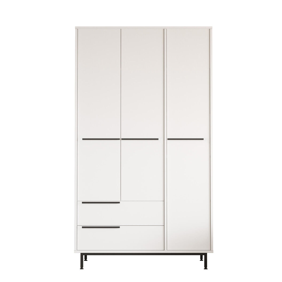 Roupeiros ocean, num estilo moderno, medindo 196x112x55 cm, com 3 portas e 2 gavetas e 6 prateleiras