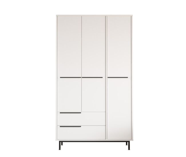 Roupeiros ocean, num estilo moderno, medindo 196x112x55 cm, com 3 portas e 2 gavetas e 6 prateleiras