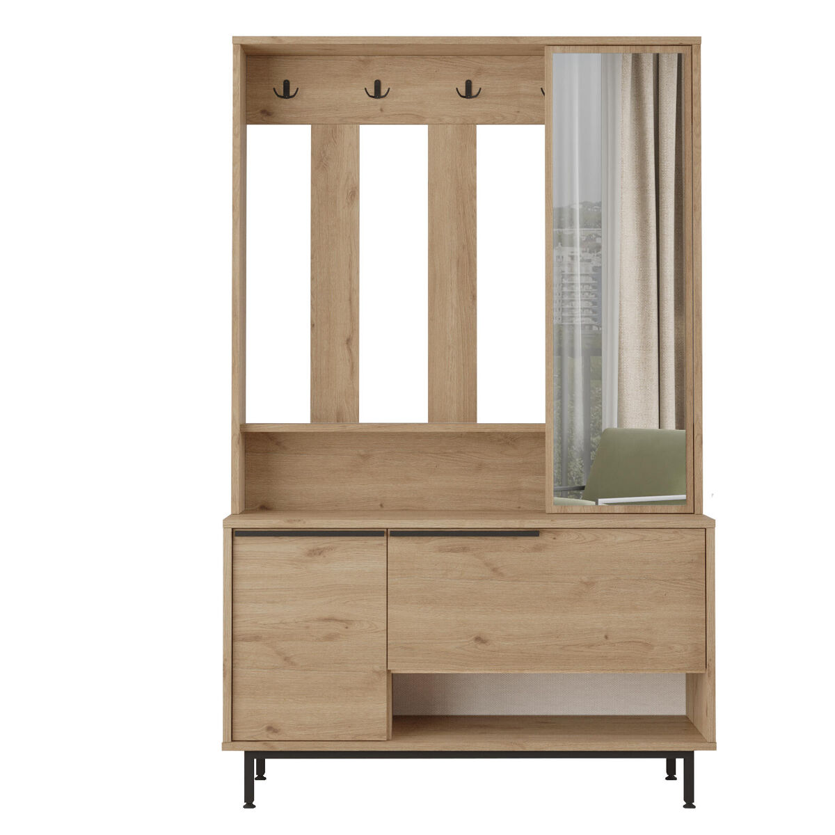 Roupeiros ocean, num estilo moderno, medindo 178x112x36 cm, com 2 portas e 4 prateleiras