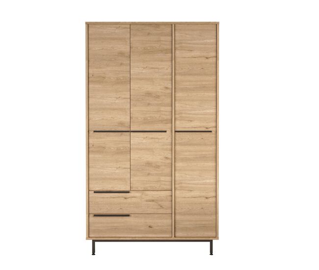 Roupeiros ocean, num estilo moderno, medindo 196x112x55 cm, com 3 portas e 2 gavetas e 6 prateleiras