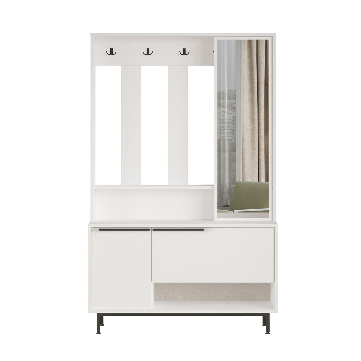 Roupeiros ocean, num estilo moderno, medindo 178x112x36 cm, com 2 portas e 4 prateleiras