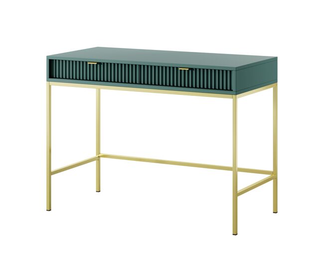 A mesa de consola avon estilo retro. mede 77x104x50 cm e inclui 2 gavetas.