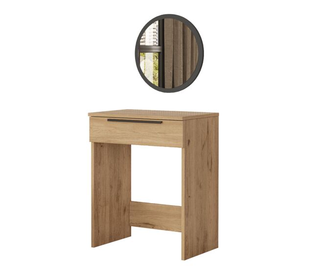 Mesa de consola lorel, em madeira natural, estilo moderno, com 75x60x37 cm e 1 gaveta